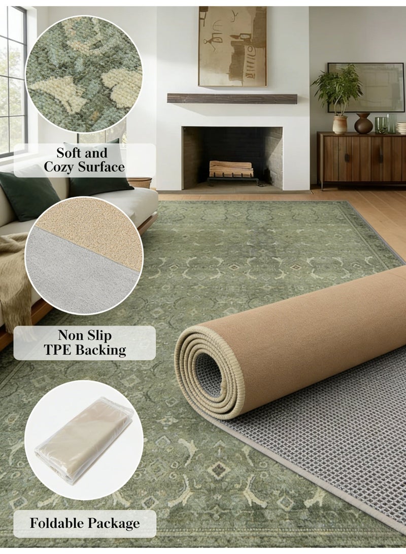 سجادة كلاسيكية، سجادة غرفة المعيشة، سجادة غرفة النوم، سجادة الأريكة، سجادة طاولة القهوة، سجادة مقاومة للبقع وسهلة العناية، 140*200 سم [مخمل كريستالي] - Image 3