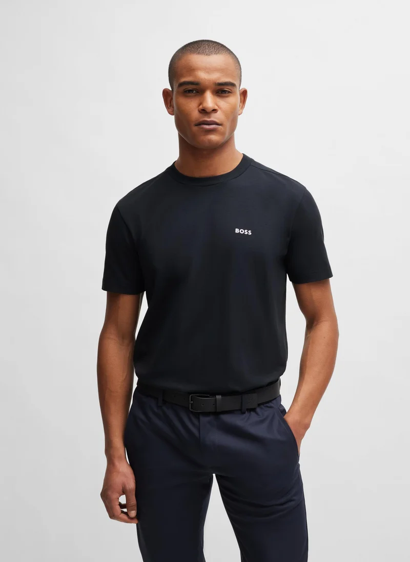 BOSS Stretch-cotton regular-fit T-shirt with contrast logo