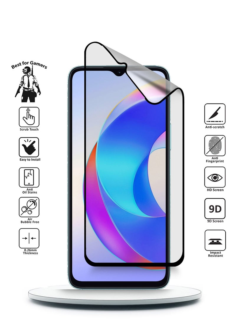 Wtech Honor X5 Plus 4G 2023 Nano Ceramic Full Glue Full Cover Matte Flexible Screen Protector (MSCNMN) - Clear/Black - Image 2