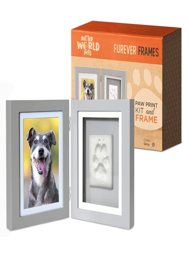 NaFurAhi إطار تذكاري لبصمة مخلب حيوانك الأليف من Better World Pets مع صورة، يتسع لصورة مقاس 4 × 6 بوصة أو 5 × 7 بوصة - طقم بصمة طيني تذكاري - للكلاب والقطط - مثالي لمحبي الحيوانات الأليفة - مفصلي للمكتب، رمادي - Image 1
