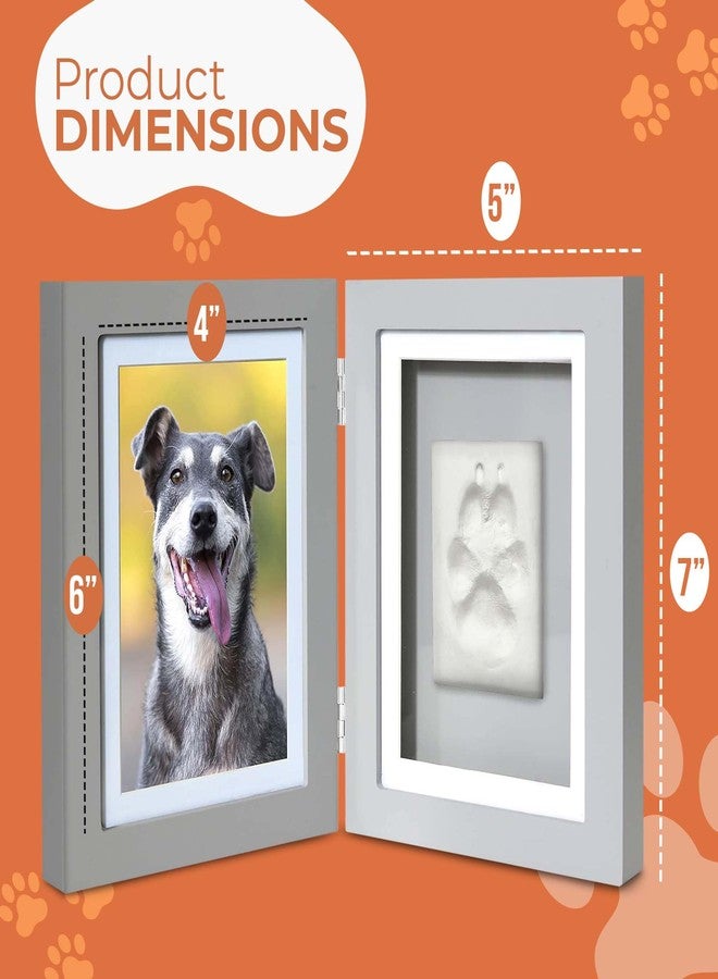 NaFurAhi إطار تذكاري لبصمة مخلب حيوانك الأليف من Better World Pets مع صورة، يتسع لصورة مقاس 4 × 6 بوصة أو 5 × 7 بوصة - طقم بصمة طيني تذكاري - للكلاب والقطط - مثالي لمحبي الحيوانات الأليفة - مفصلي للمكتب، رمادي - Image 2