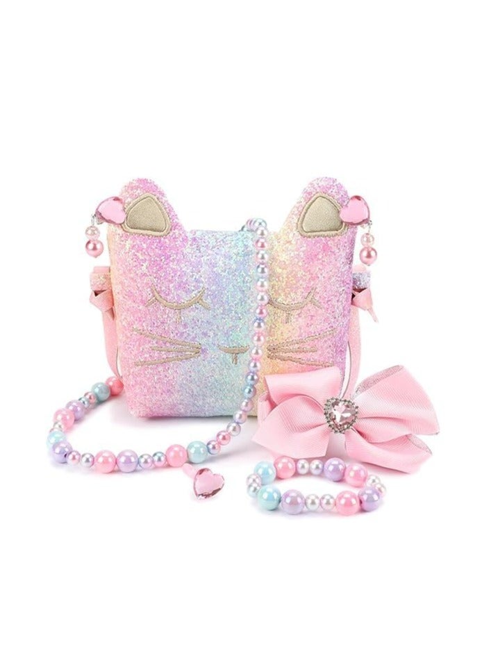 محفظة للبنات الصغار لباس المجوهرات تتظاهر باللعب الاطفال اكسسوارات هدايا حورية البحر (قوس قزح) - Image 1