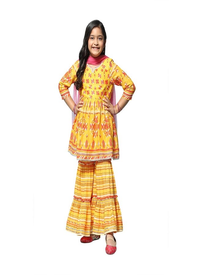 Biba GIRL PRINTED GATHERED KID(KW5305_YELLOW_11) - Image 1