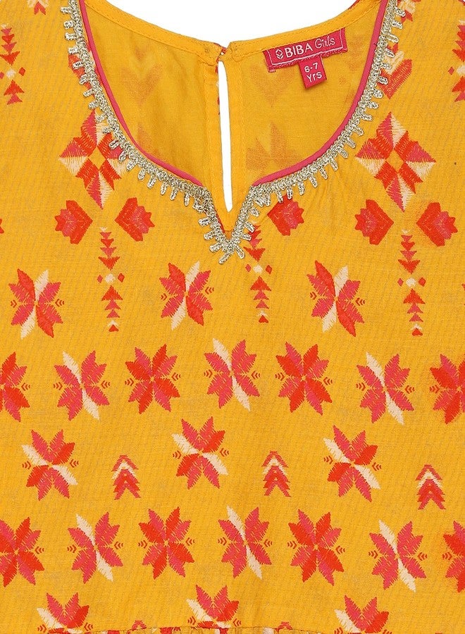 Biba GIRL PRINTED GATHERED KID(KW5305_YELLOW_11) - Image 4