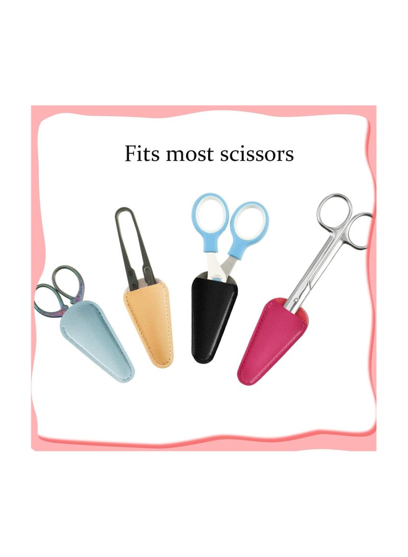 6 Pieces Scissors Sheath Safety Leather Scissors Cover Protector Colorful Sewing Scissor Sheath Portable Eyebrow Trimming Beauty Tool Protection Cover Collect Bags  - Image 2