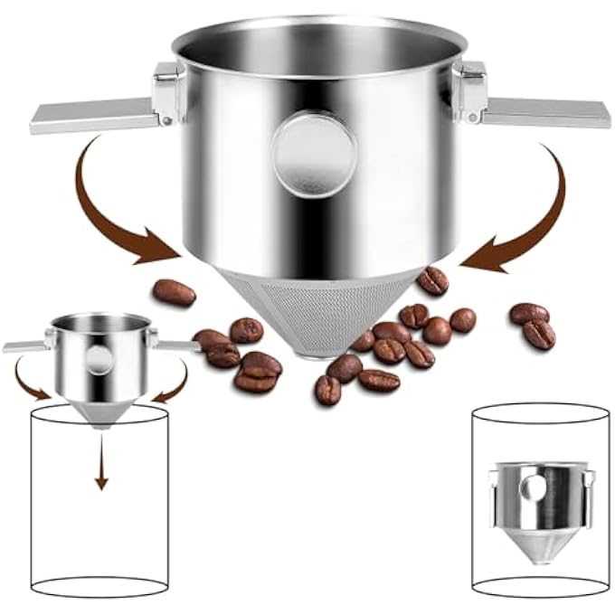 Foyucool Foldable Coffee Filter Stainless Steel Reusable Portable Drip Cup With Fine Mesh No Paper Needed For Camping Travel Office And Kitchen Use - Image 2