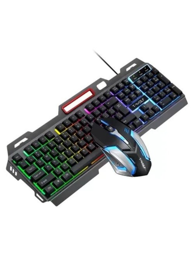 مجموعة لوحة مفاتيح وماوس الألعاب T-Wolf TF600 RGB مع 104 مفاتيح وماوس 1200 نقطة لكل بوصة - Image 1