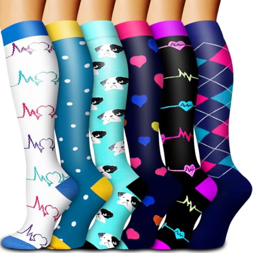 Bluemaple 6 Pack Copper Compression Socks for Women and Men Circulation-Best Support for Medical, Running,Nursing,Athletic - Image 1