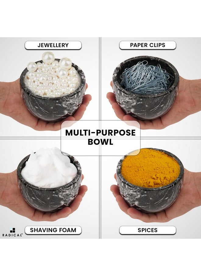 RADICALn Radicaln Marble Shaving Bowl 3'' Inches Black Handmade Shaving Cream Bowl - Marble Bowl For Shaving Foam, Shaving Soap Bowl - Shaving Kit Bowl, Barber Supplies & Bathroom Accessories  - Image 5