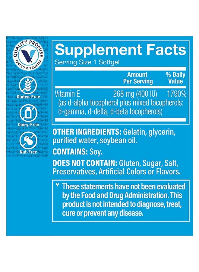 The Vitamin Shoppe Vitamin E 400IU - Natural Source, Supports Healthy Cardiovascular System, Immune Health & Eye Health - Once Daily (60 Softgels) - Image 4