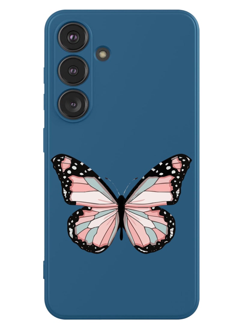 Theodor Protective Slim Fit Case Liquid Silicone Cover with Full Body Protection Anti-Scratch Shockproof Case For Samsung Galaxy S24 Plus (Blue) - Butterfly-01 - Image 1