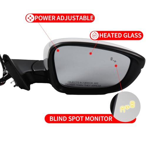 Marretoo for Honda Accord 2018 2019 2020 2021 2022 Side Vier Mirror Assembly Passenger Side for HONDA ACCORD EX, Hybrid EX, Sport Accessories |POWER+LAMP+HEAT+BSM Replaces HO1321330(RH) - Image 3