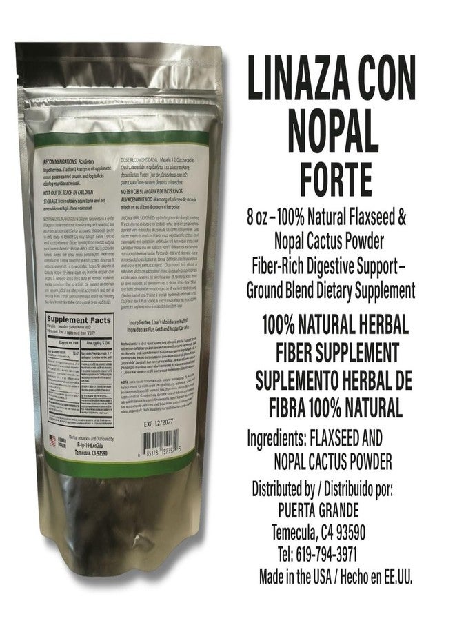 LO+NATURAL Linaza con Nopal Forte – 8 oz – 100% Natural Flaxseed & Nopal Cactus Powder – Fiber-Rich Digestive Support – Ground Blend Dietary Supplement – Vegan & Non-GMO - Image 4
