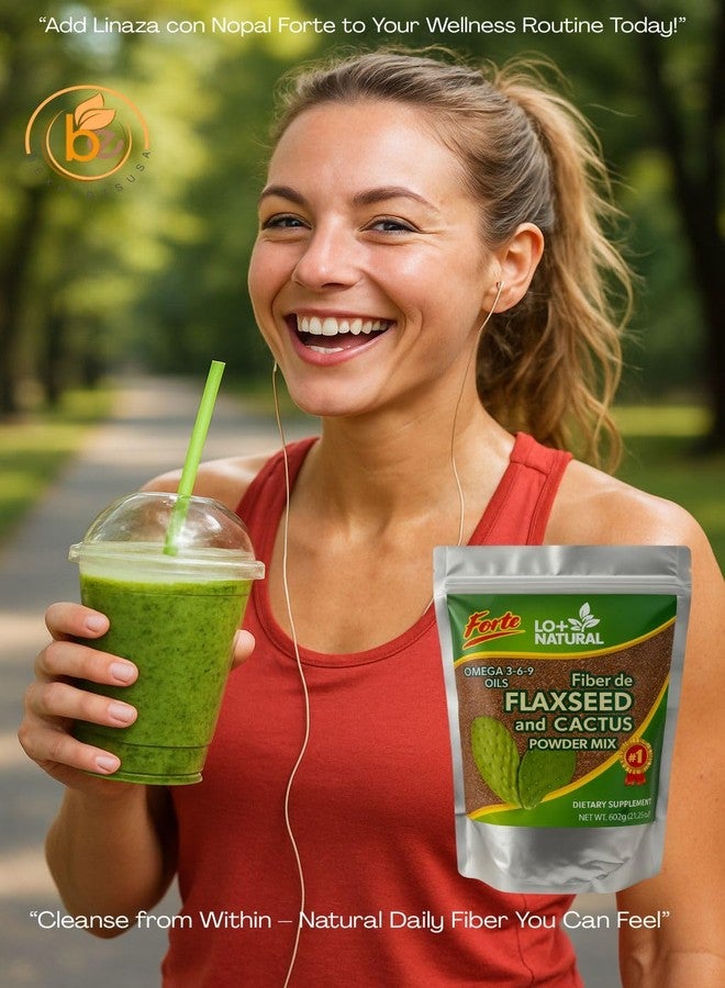 LO+NATURAL Linaza con Nopal Forte – 8 oz – 100% Natural Flaxseed & Nopal Cactus Powder – Fiber-Rich Digestive Support – Ground Blend Dietary Supplement – Vegan & Non-GMO - Image 2
