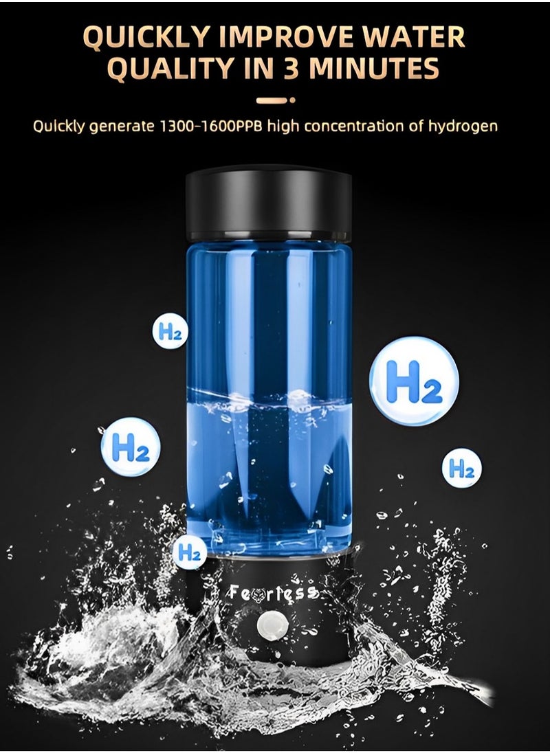 Fearlex - Rechargeable and Portable Glass H2 Hydrogen Water Bottle with inhaler | Advanced PEM(Japan) and SPE(Korea) Technology with up to 1600 PPB | Balanced PH Water Ionizer - Image 1
