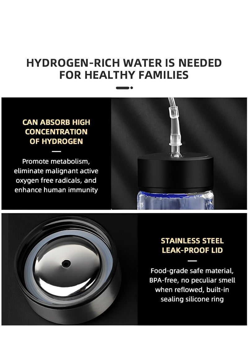 Fearlex - Rechargeable and Portable Glass H2 Hydrogen Water Bottle with inhaler | Advanced PEM(Japan) and SPE(Korea) Technology with up to 1600 PPB | Balanced PH Water Ionizer - Image 1