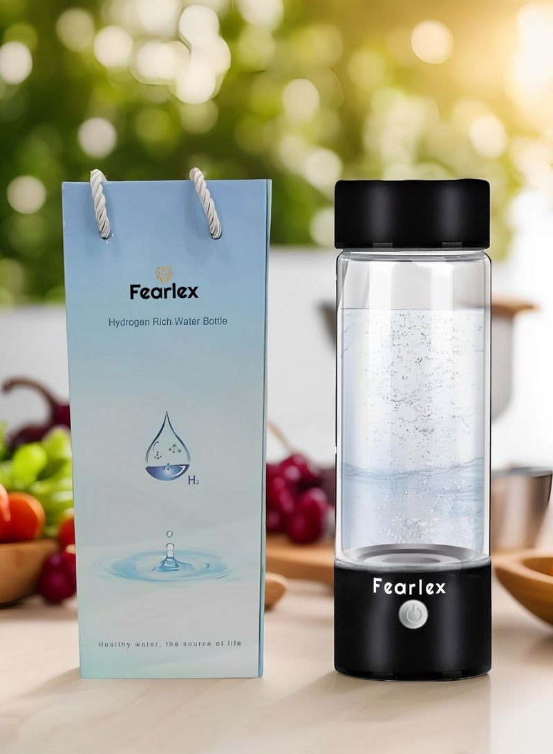 Fearlex Rechargeable and Portable Glass H2 Hydrogen Water Bottle with inhaler | Advanced PEM(Japan) and SPE(Korea) Technology with up to 1600 PPB | Balanced PH Water Ionizer - Image 1