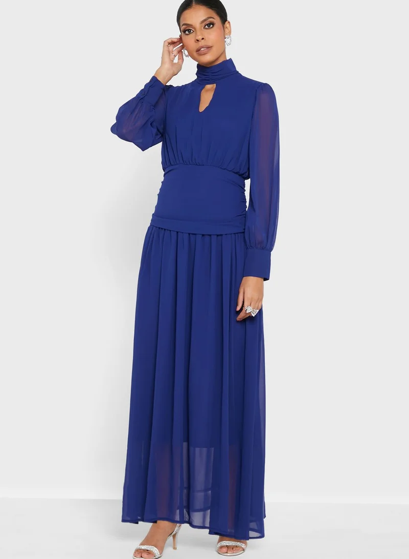 Khizana Puff Sleeve Chiffon Dress