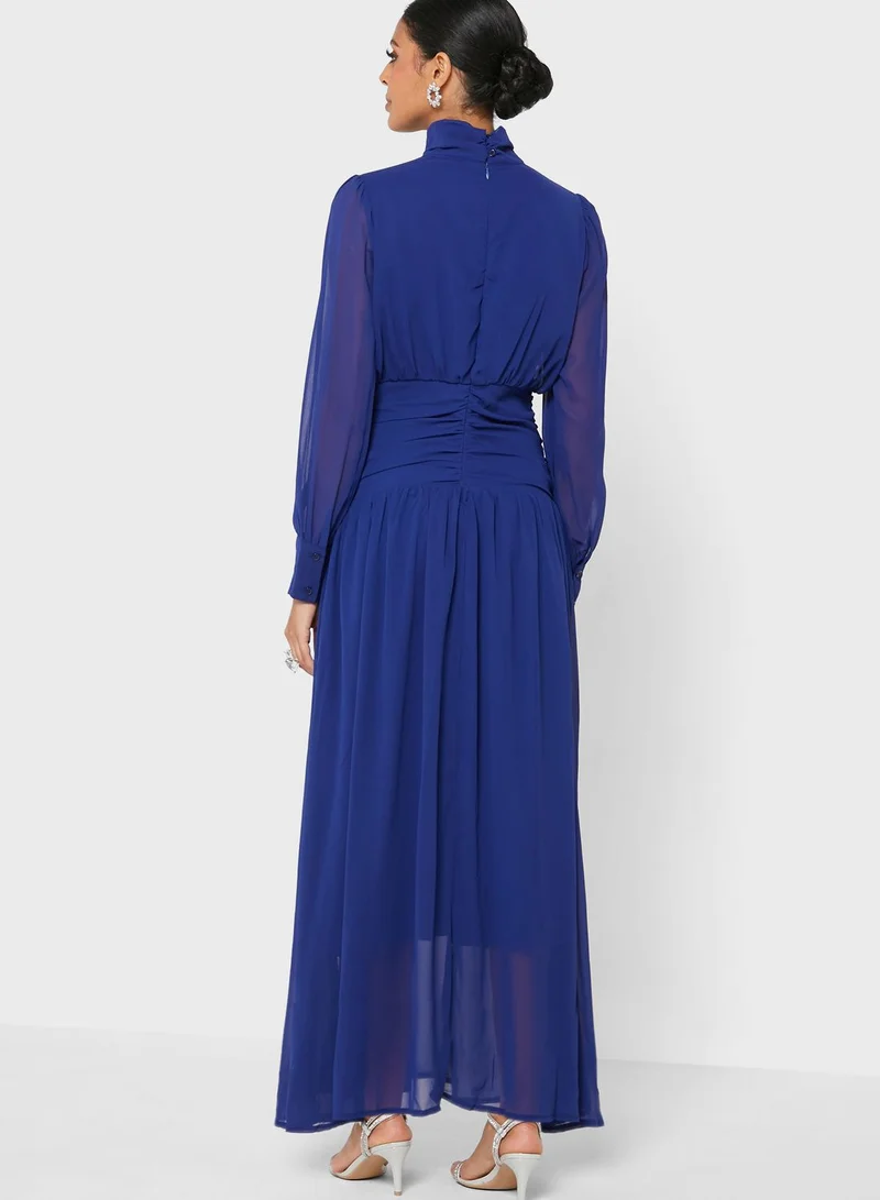 Khizana Puff Sleeve Chiffon Dress