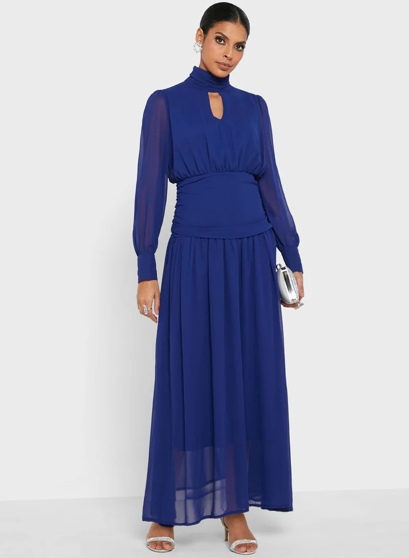 Khizana Puff Sleeve Chiffon Dress