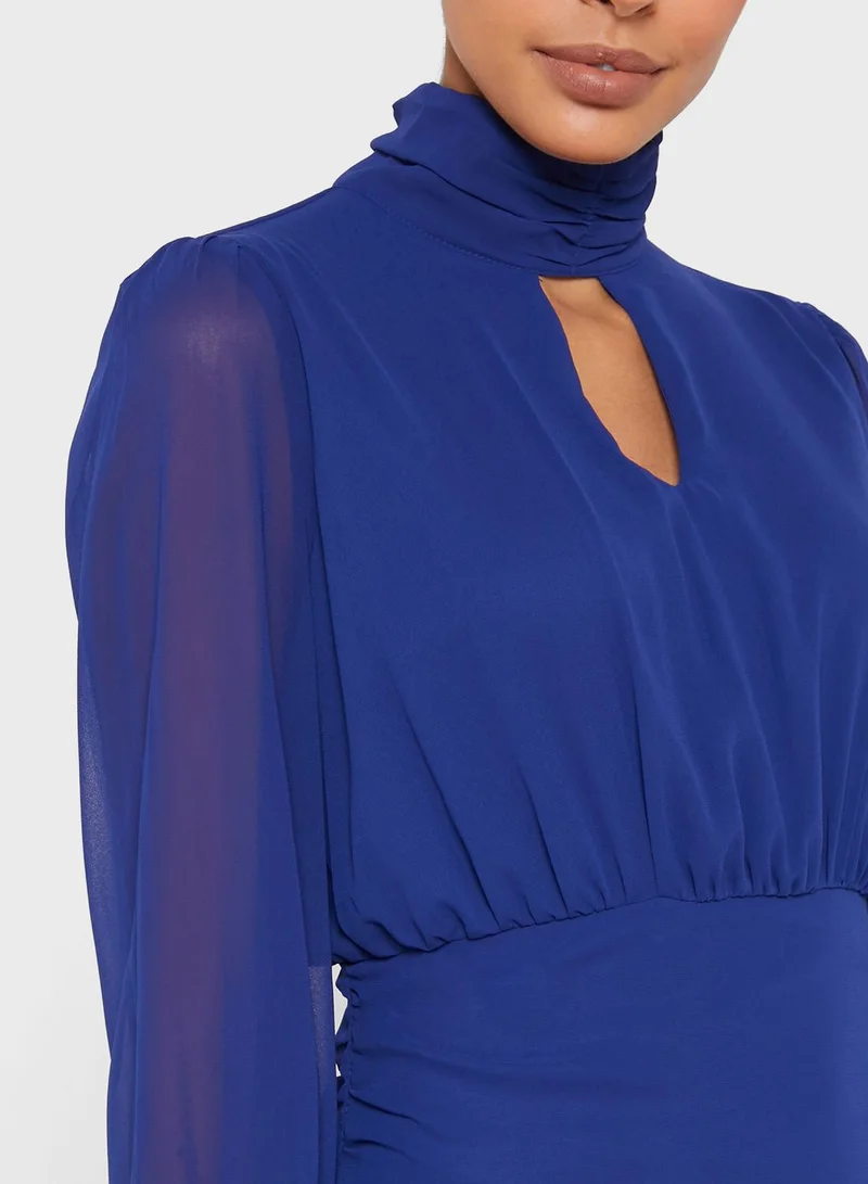 Khizana Puff Sleeve Chiffon Dress