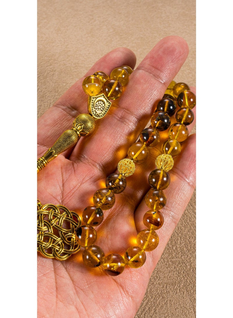 سبحة كهرمان بلطيقي طبيعي 33 خرزة | كهرمان أصلي مع شهادة فردية | قطعة واحدة شهادة واحدة للتحقق | علبة هدايا أنيقة | هدية إسلامية للرجال - Image 4