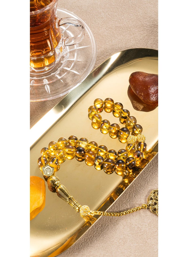 سبحة كهرمان بلطيقي طبيعي 33 خرزة | كهرمان أصلي مع شهادة فردية | قطعة واحدة شهادة واحدة للتحقق | علبة هدايا أنيقة | هدية إسلامية للرجال - Image 2