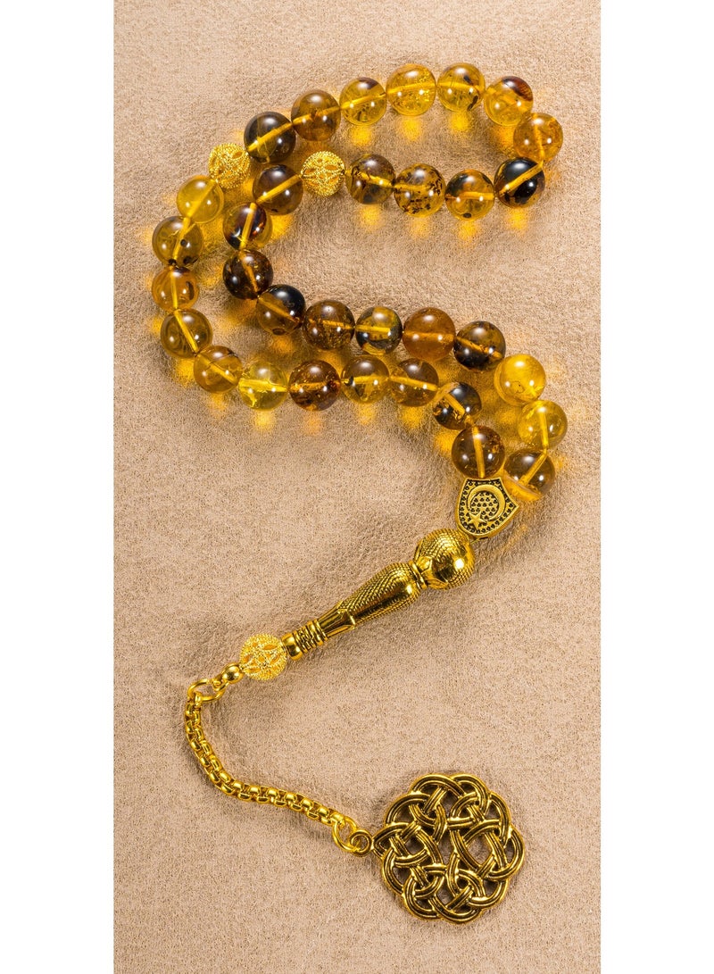 سبحة كهرمان بلطيقي طبيعي 33 خرزة | كهرمان أصلي مع شهادة فردية | قطعة واحدة شهادة واحدة للتحقق | علبة هدايا أنيقة | هدية إسلامية للرجال - Image 1