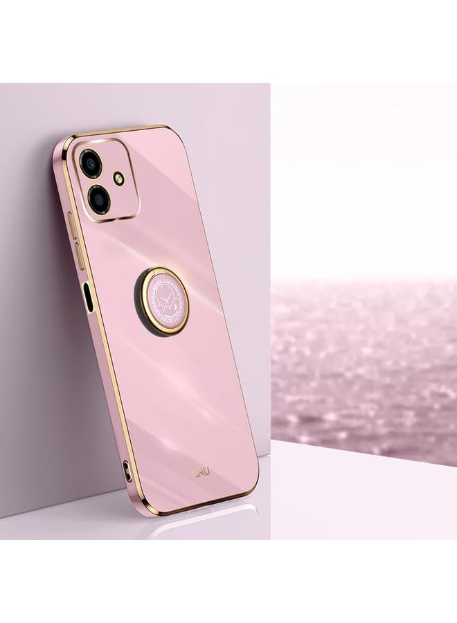 S-TOP Case For Honor Play6C 5G XINLI Straight Edge 6D Electroplate TPU Phone Case with Ring Holder - Image 1