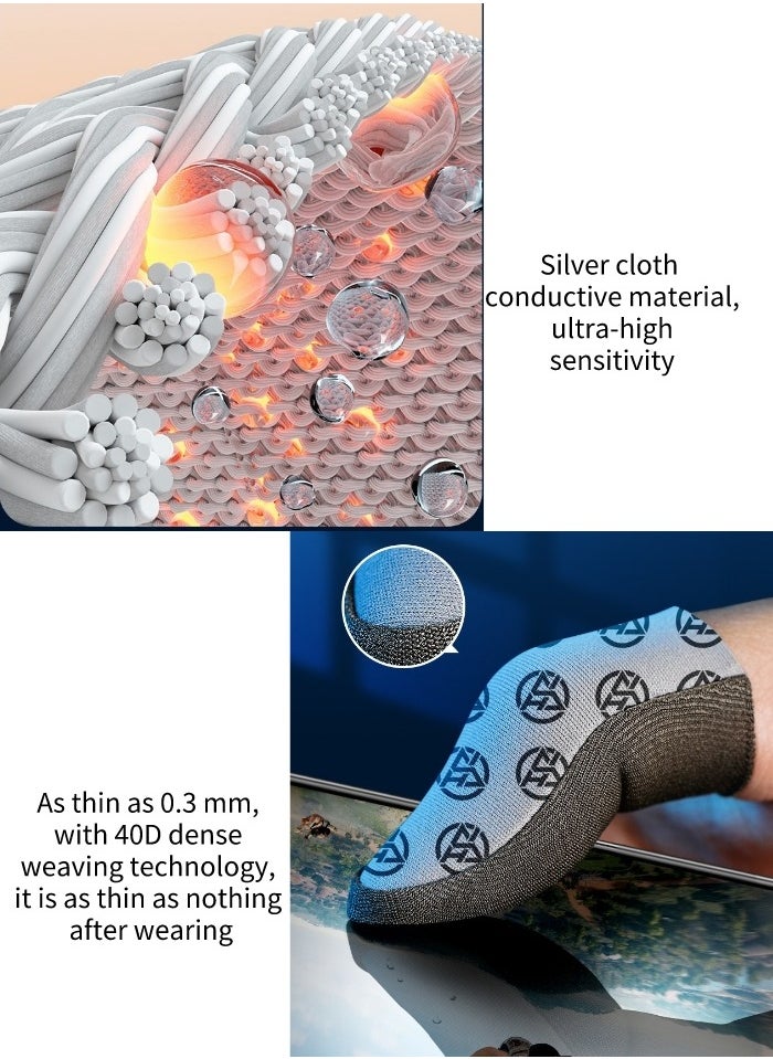 STAUD - 2-Pack of Silver Cloth Mobile Game Finger Cots Extremely Thinmaterial Zero Contact Breathable Extremely Sensitive With Storage Box - Image 1