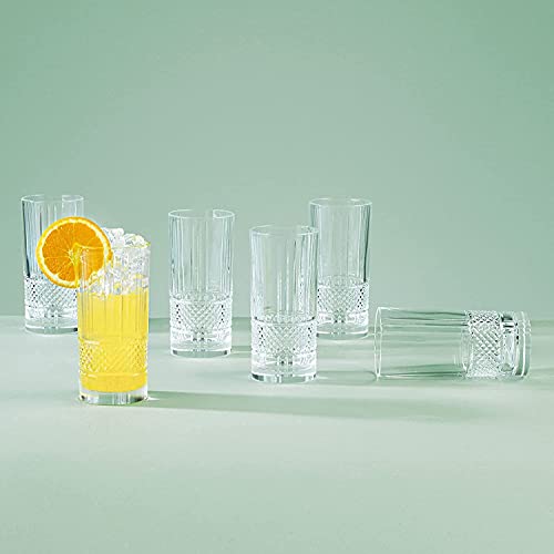 TIENER Elegant Drinking Glasses for Water, Wine, Juice, Square Shape Glasses for Bars Restaurants, Kitchen, Home | Pack of 6 | 300 ML | Transpharant - Image 4