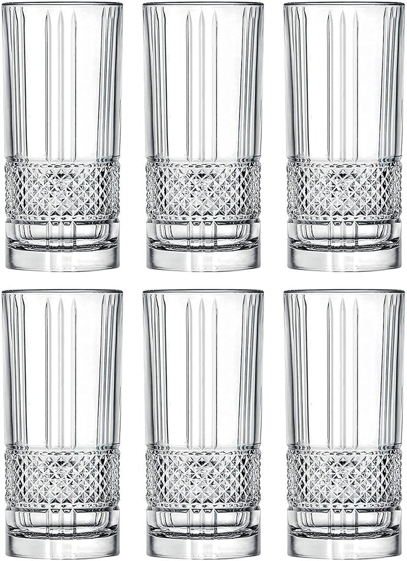 TIENER Elegant Drinking Glasses for Water, Wine, Juice, Square Shape Glasses for Bars Restaurants, Kitchen, Home | Pack of 6 | 300 ML | Transpharant - Image 1