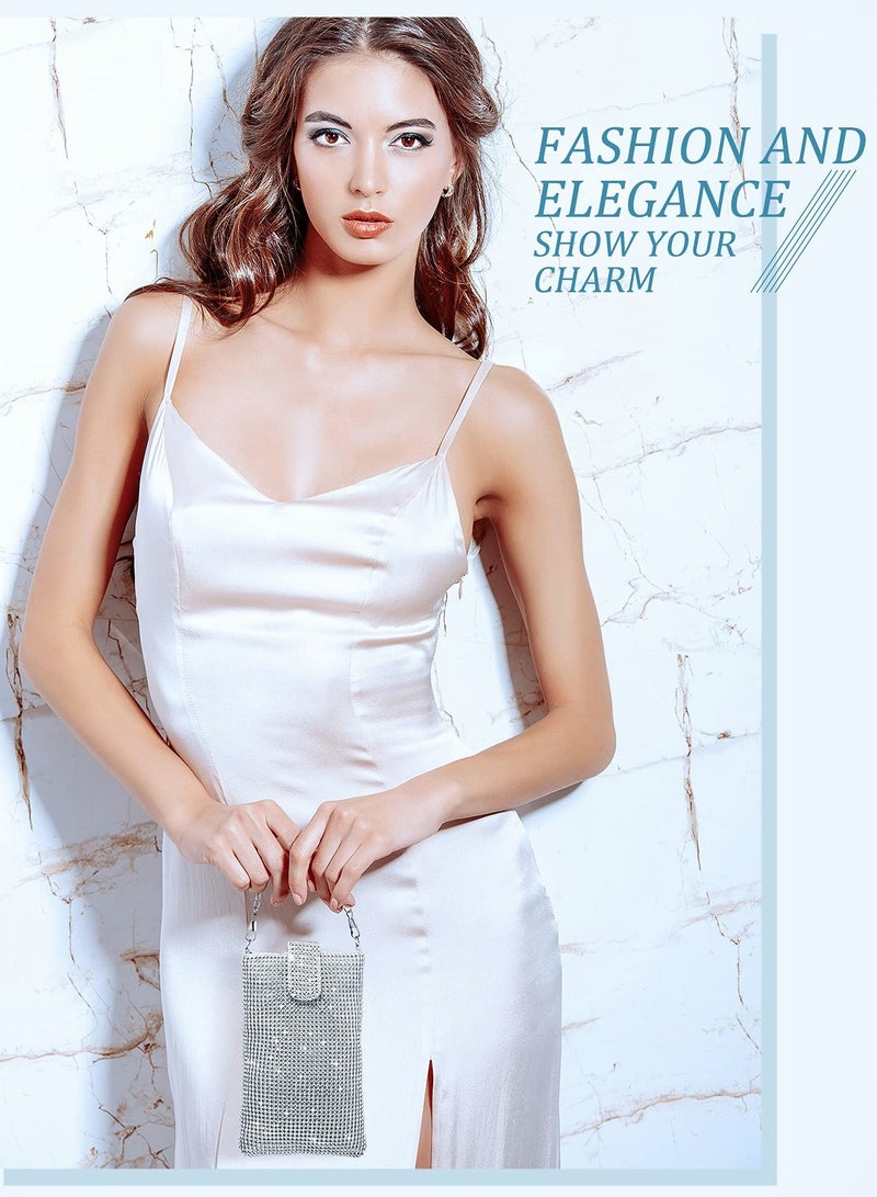 Excefore حقيبة يد نسائية للسهرة، محافظ مسائية للنساء، حقيبة كروس صغيرة شبكية معدنية للهاتف الخلوي، محفظة بلينغ للسيدات، محفظة شبكية - Image 3