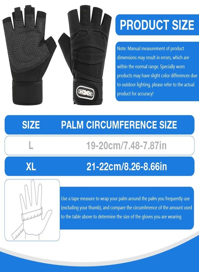 PROBEROS® Gym Gloves for Men & Women with Adjustable Wrist Support Strap, Workout Gloves Fitness Hand Gloves, Breathable Fingerless Anti-Slip Design, for Gym, Weightlifting, Training, Cycling, XL - Image 2