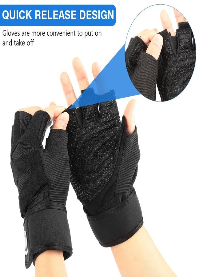 PROBEROS® Gym Gloves for Men & Women with Adjustable Wrist Support Strap, Workout Gloves Fitness Hand Gloves, Breathable Fingerless Anti-Slip Design, for Gym, Weightlifting, Training, Cycling, XL - Image 4
