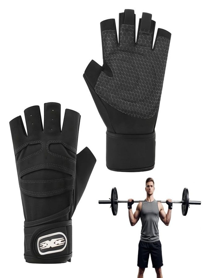 PROBEROS® Gym Gloves for Men & Women with Adjustable Wrist Support Strap, Workout Gloves Fitness Hand Gloves, Breathable Fingerless Anti-Slip Design, for Gym, Weightlifting, Training, Cycling, XL - Image 1