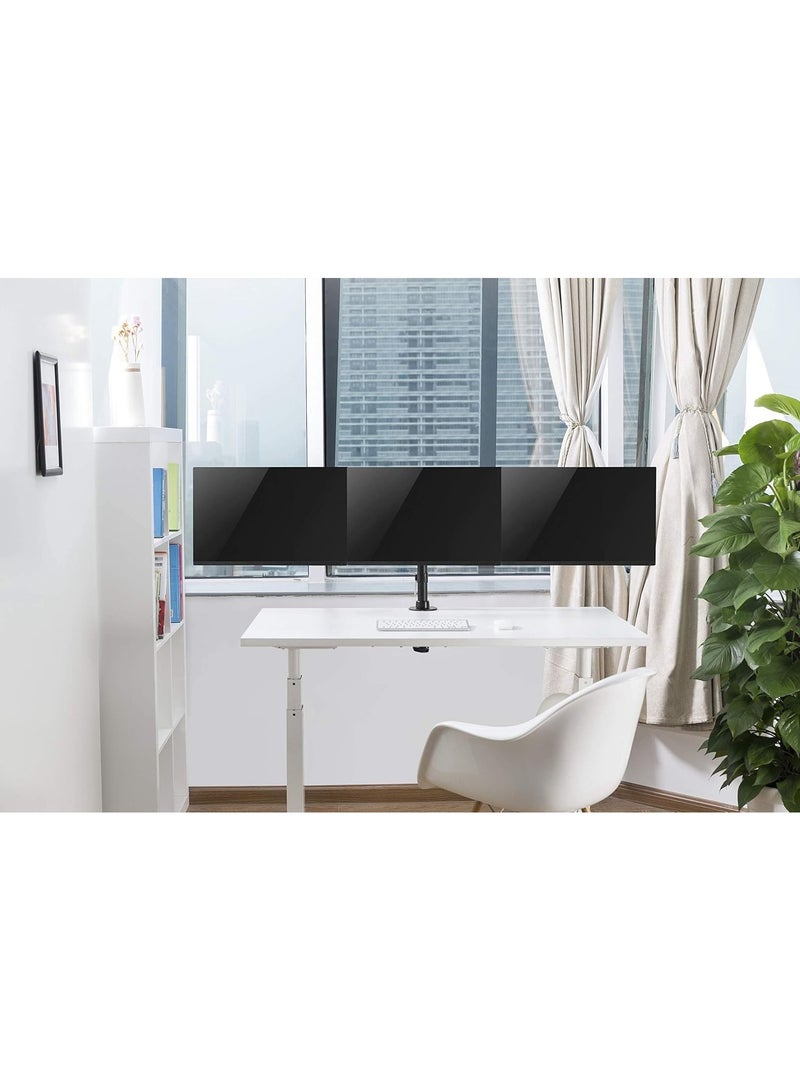 نيوستار حامل شاشة ثلاثي من نيوستار للمكتب – يناسب شاشات 13–27 بوصة – أذرع متحركة بالكامل مع دوران 360° وإمالة وميل – يتحمل حتى 8 كجم لكل شاشة – مع إدارة الكابلات وقاعدة تثبيت C-Clamp وGrommet - Image 2