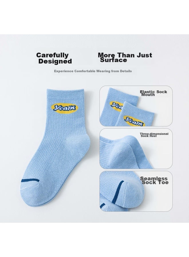 Cotton Thirteen Mianshisan Children's Socks, Summer Thin Mesh Breathable , Mid-calf Socks For Boys, 10 Pairs - Image 5
