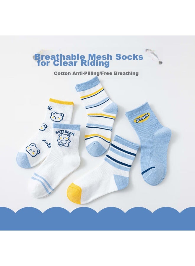 Cotton Thirteen Mianshisan Children's Socks, Summer Thin Mesh Breathable , Mid-calf Socks For Boys, 10 Pairs - Image 4