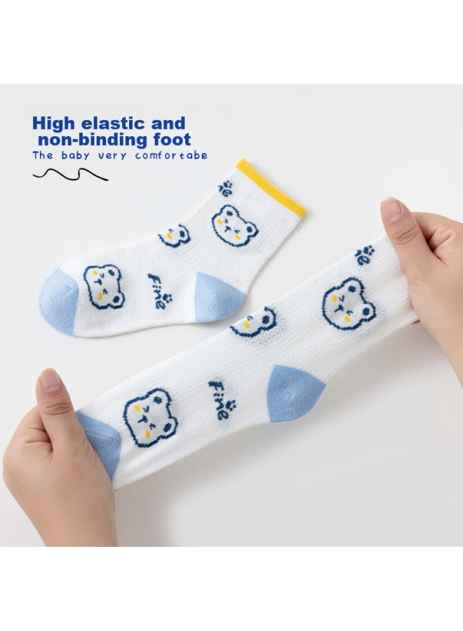 Cotton Thirteen Mianshisan Children's Socks, Summer Thin Mesh Breathable , Mid-calf Socks For Boys, 10 Pairs - Image 3