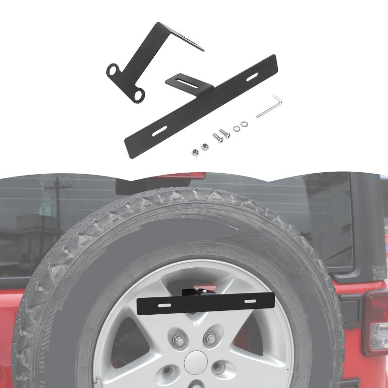 RTTCZ Compatible with Jeep Wrangler JK JL Spare Tire License Plate Holder Accessories for 20072024 Jeep Wrangler JK JKU JL JLU