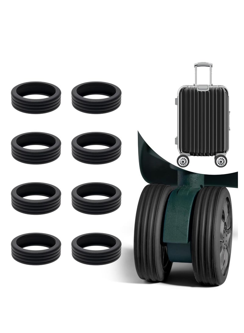 8 PCS Luggage Wheel Cover,Suitcase Wheels Protector Cover,Durable Shock-Proof Silicone Wheel Covers,Anti-Noise Reduce Vibration Cover for Most Spinner Wheel Luggage Sets or Office Chair-Black - Image 1