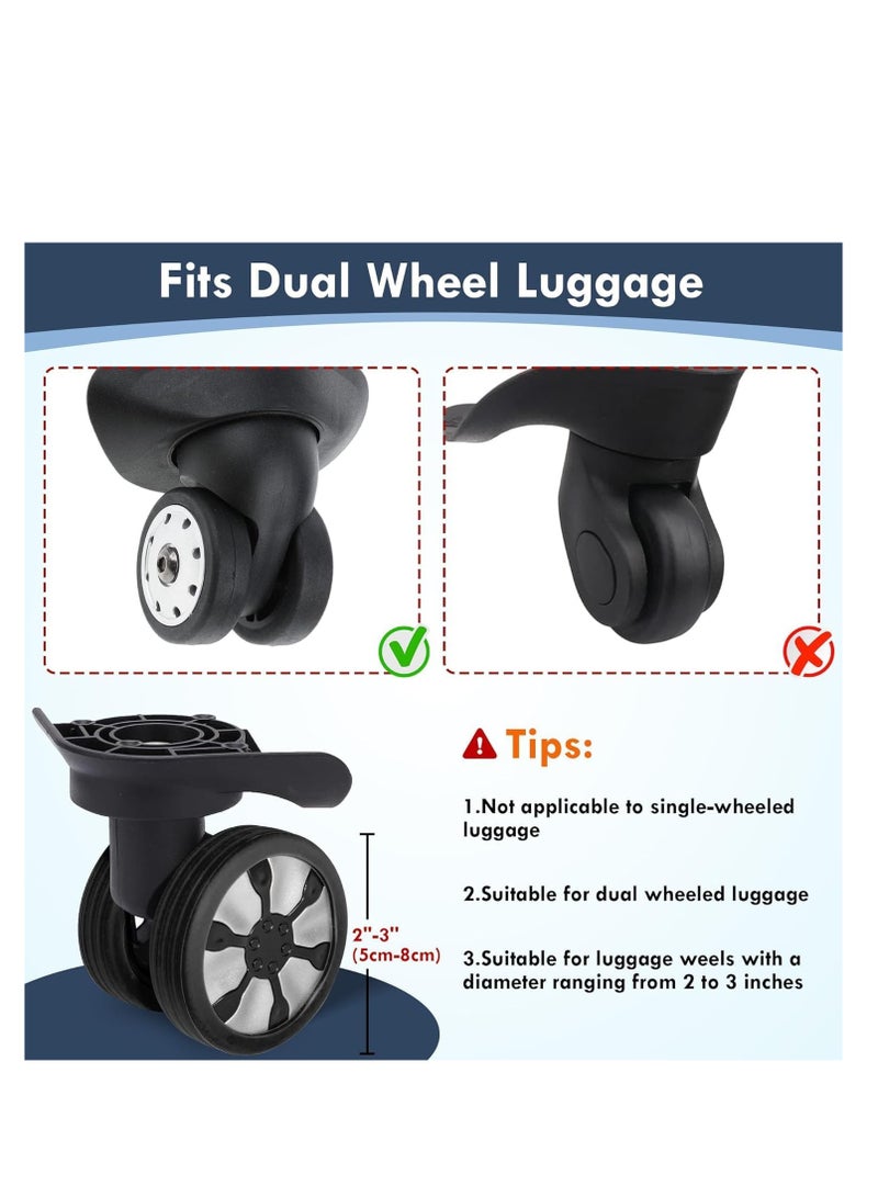 8 PCS Luggage Wheel Cover,Suitcase Wheels Protector Cover,Durable Shock-Proof Silicone Wheel Covers,Anti-Noise Reduce Vibration Cover for Most Spinner Wheel Luggage Sets or Office Chair-Black - Image 3