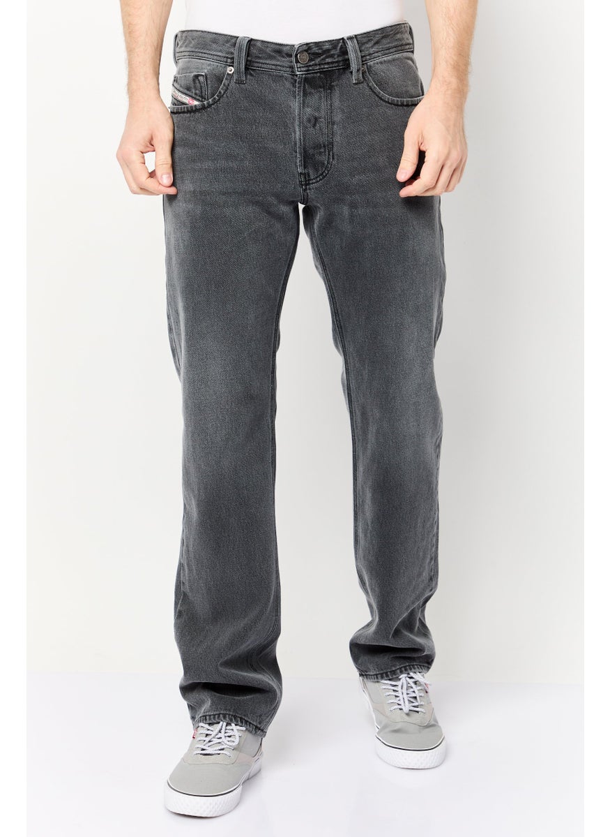 DIESEL Men Regular Fit Washed Denim Jeans, Black  - Image 1