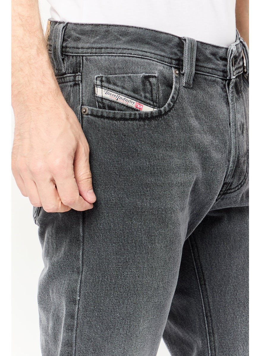 DIESEL Men Regular Fit Washed Denim Jeans, Black  - Image 3