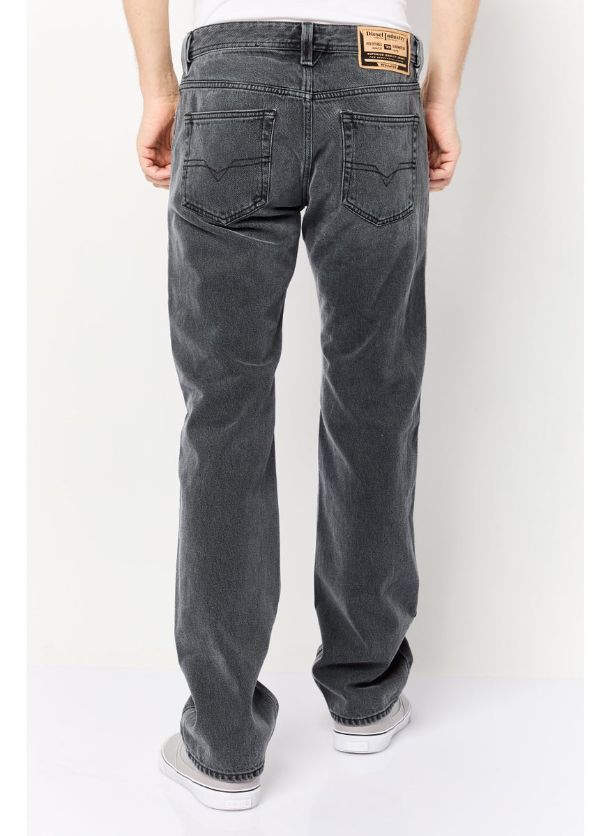 DIESEL Men Regular Fit Washed Denim Jeans, Black  - Image 4