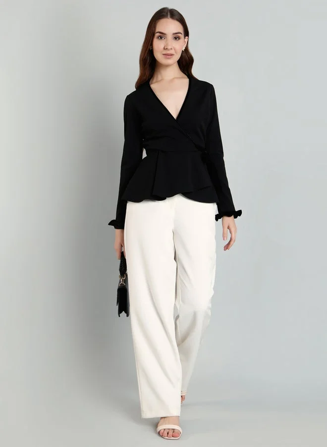 Mish Mish Women Black Wrap Style Top