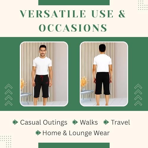 VEGO Mens Cotton Three by Fourth, 3/4, Capri, Three Quarter Regular - Image 5