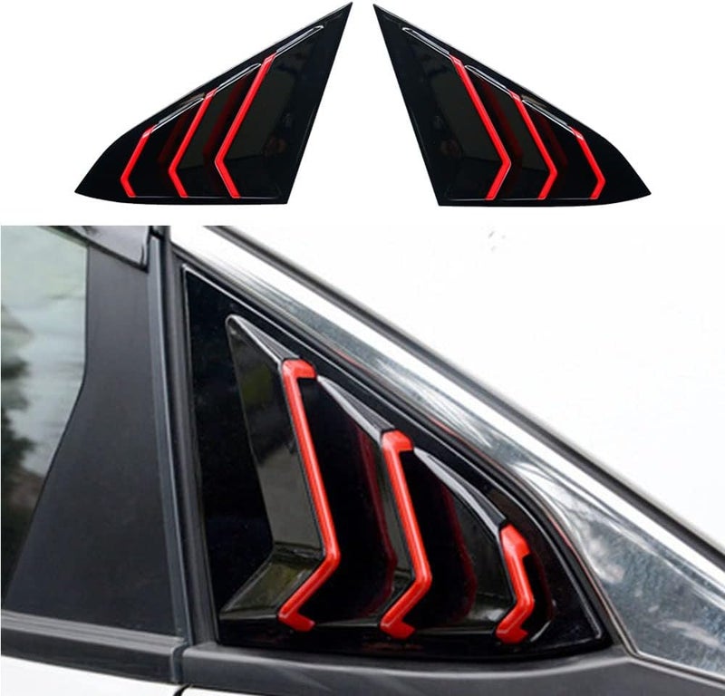 BOLTRY ABS Rear Side Window Louvers Air Vent Scoop Shades Cover Blinds Trim for Honda Civic Sedan 2016 2017 2018 2019 2020 2021（Red Black） - Image 1