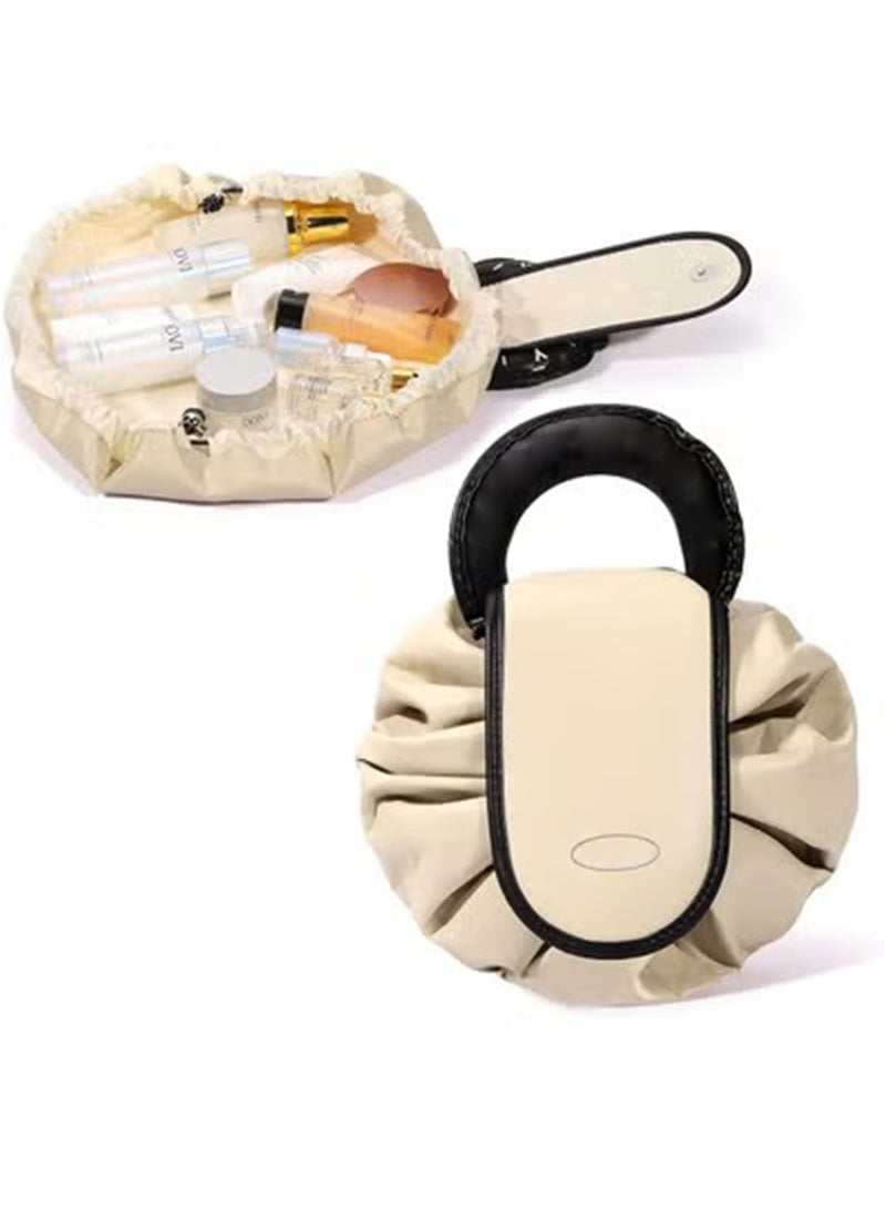 GT-Wheel Makeup Bag Drawstring Flat Lay Large Cosmetic Bag Travel Makeup Organization Case Suitable For Travel Gift And Daily Use - Image 1